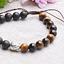 Tiger Eye and Sandalwood Buddha Bracelet with Shamballa Clasp