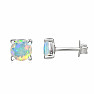 Silver stud earrings with Ethiopian opal