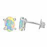 Silver stud earrings with Ethiopian opal