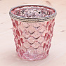 Glass candle holder for tea and votive candles Retro pink