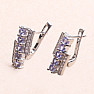 Silver earrings with cut tanzanites and zircons Ag 925 012842 TZ