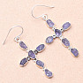 Tanzanite raw earrings cross silver Ag 925 LOT5