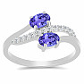 Silver ring with cut tanzanite and zircons Ag 925 026069 TZ