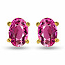 Silver stud earrings with pink tourmalines SBC-110G-PT