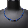 Labradorite and lapis lazuli cut bead necklace