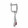 Silver earrings with cut rubies and zircons Ag 925 029264 RB