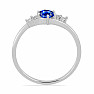Silver ring with blue sapphire and zircons Ag 925 011580 SAF