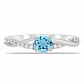 Silver ring with Blue Sky topaz and zircons Ag 925 012722 BT