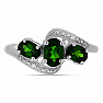 Silver ring with polished chrome diopside and zircons Ag 925 016535 DIO