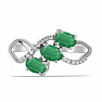 Silver ring with cut emeralds and zircons Ag 925 016803 EM