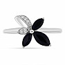 Silver ring with cut black sapphires and zircons Ag 925 026097 BLS