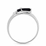 Silver ring with cut black sapphires and zircons Ag 925 026097 BLS