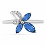 Silver ring with cut blue kyanites and zircons Ag 925 026097 BK