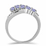 Silver ring with cut tanzanite and zircons Ag 925 026296 TZ
