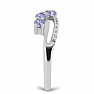 Silver ring with cut tanzanite and zircons Ag 925 026296 TZ
