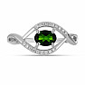Silver ring with polished chrome diopside and zircons Ag 925 029337 DIO