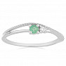 Silver ring with cut emerald and zircon Ag 925 031121 EM
