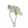 Silver ring with cut olivine and zircons Ag 925 065681 PD