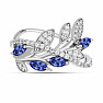 Silver ring with cut tanzanite and zircons Ag 925 065681 TZ
