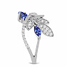Silver ring with cut tanzanite and zircons Ag 925 065681 TZ