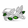Silver ring with polished chrome diopside and zircons Ag 925 065681 DIO