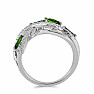 Silver ring with polished chrome diopside and zircons Ag 925 065681 DIO
