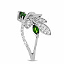 Silver ring with polished chrome diopside and zircons Ag 925 065681 DIO
